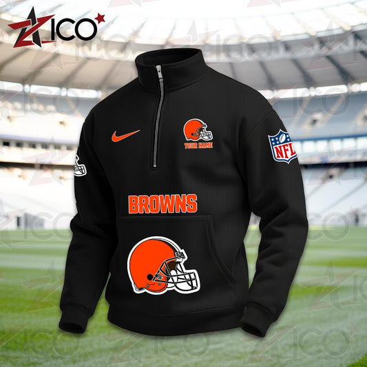Cleveland Browns High Neck Half Zip Pocket Sweatshirt New Trending AZMN2DPS000072