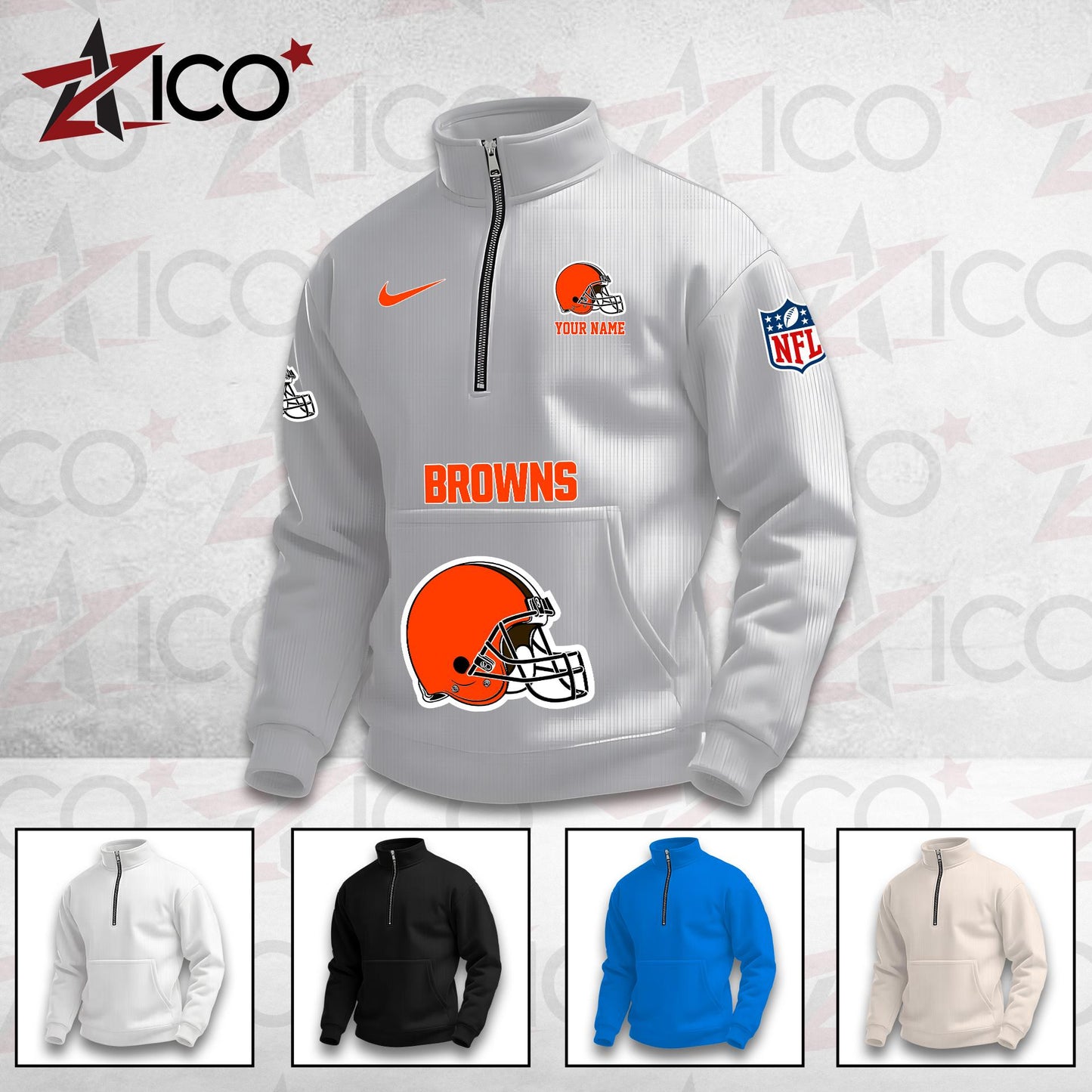 Cleveland Browns High Neck Half Zip Pocket Sweatshirt New Trending AZMN2DPS000072