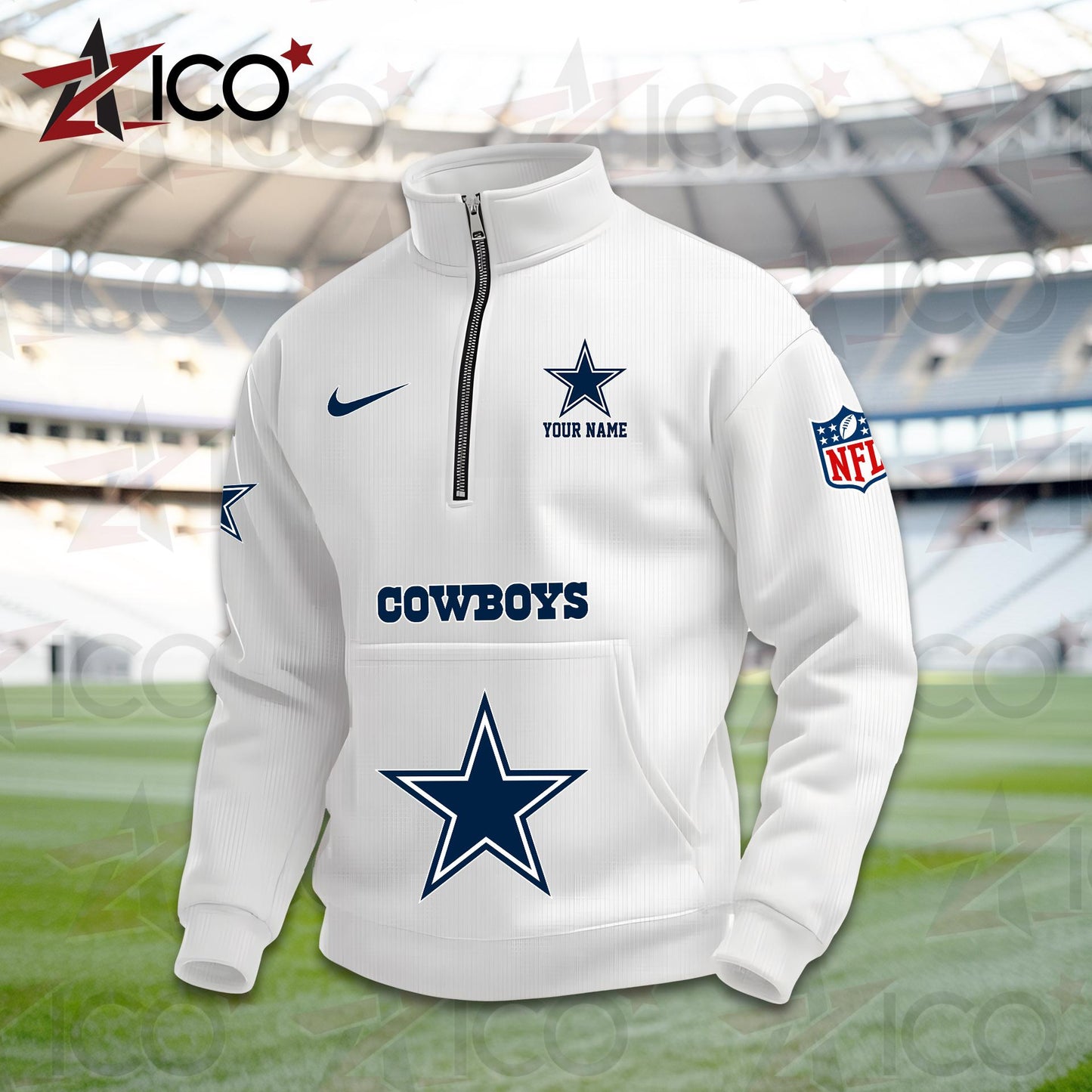 Dallas Cowboys High Neck Half Zip Pocket Sweatshirt New Trending AZMN2DPS000073