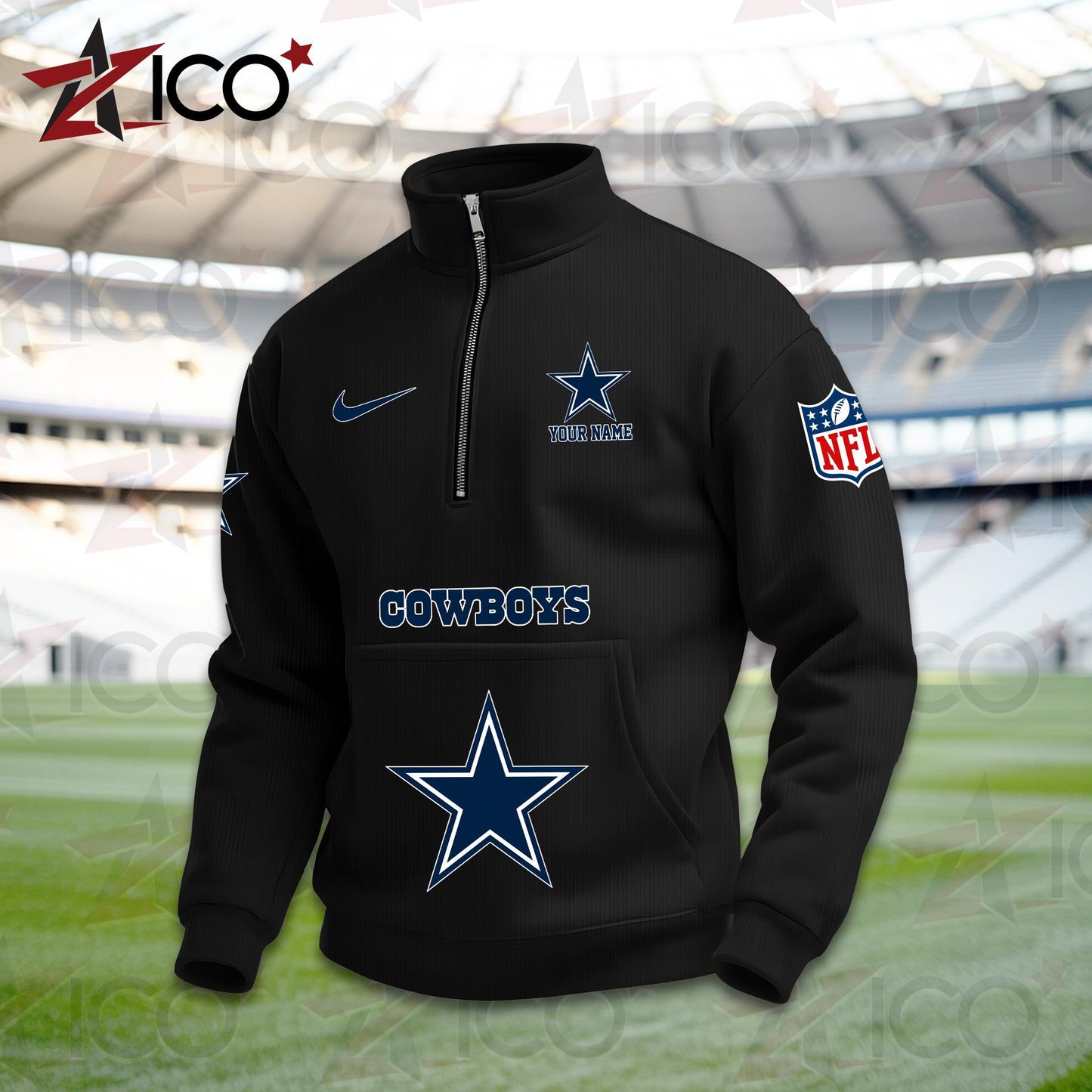 Dallas Cowboys High Neck Half Zip Pocket Sweatshirt New Trending AZMN2DPS000073