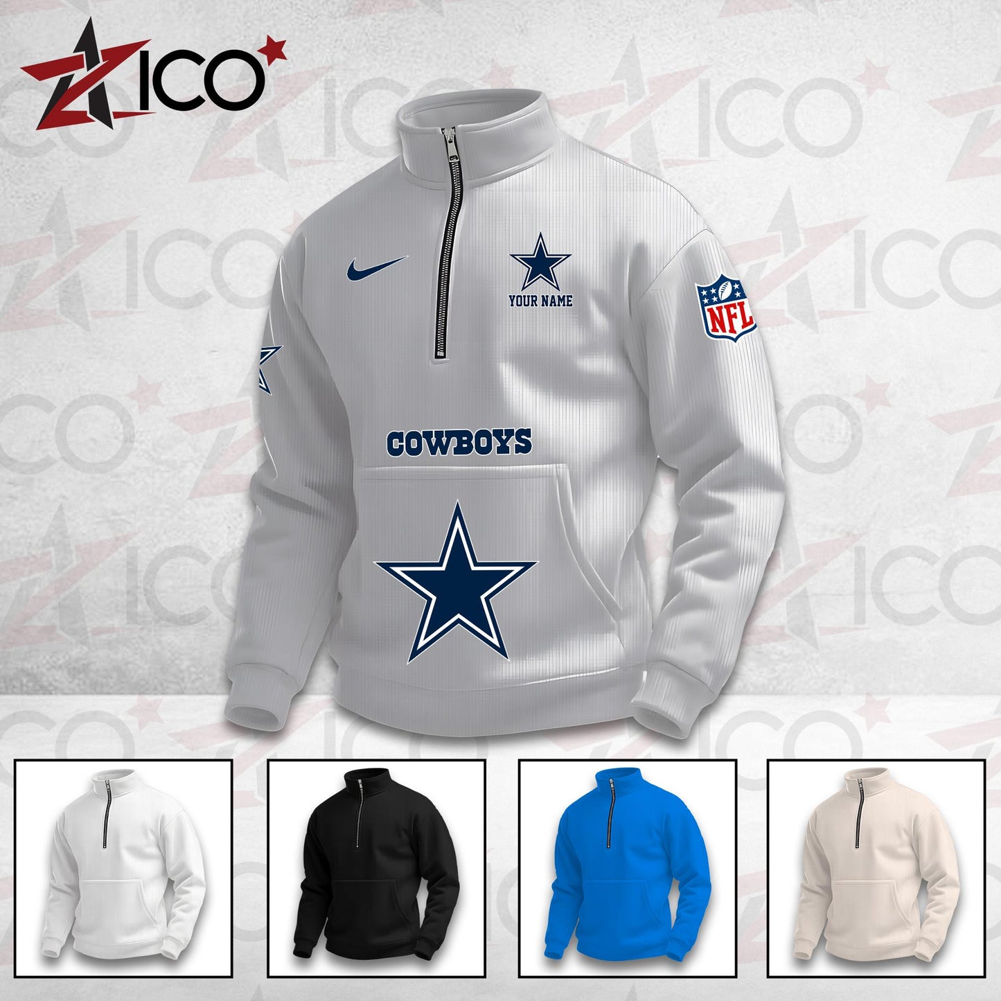 Dallas Cowboys High Neck Half Zip Pocket Sweatshirt New Trending AZMN2DPS000073