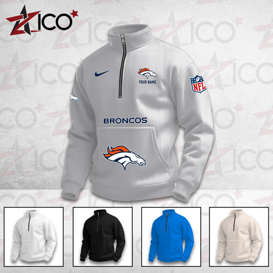 Denver Broncos High Neck Half Zip Pocket Sweatshirt New Trending AZMN2DPS000074