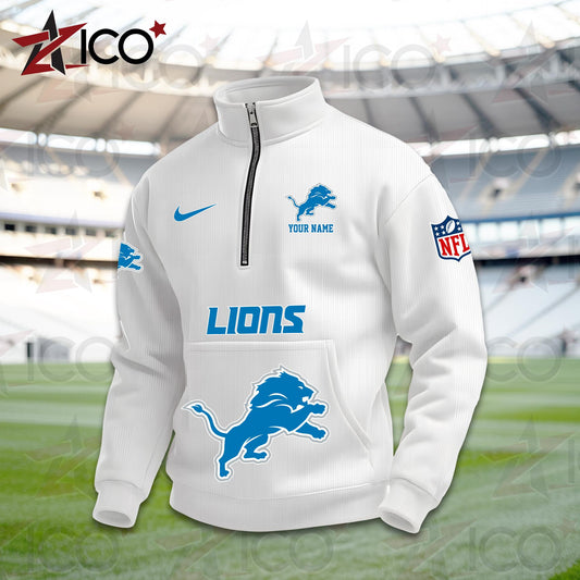 Detroit Lions High Neck Half Zip Pocket Sweatshirt New Trending AZMN2DPS000075