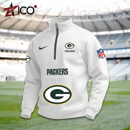 Green Bay Packers High Neck Half Zip Pocket Sweatshirt New Trending AZMN2DPS000076