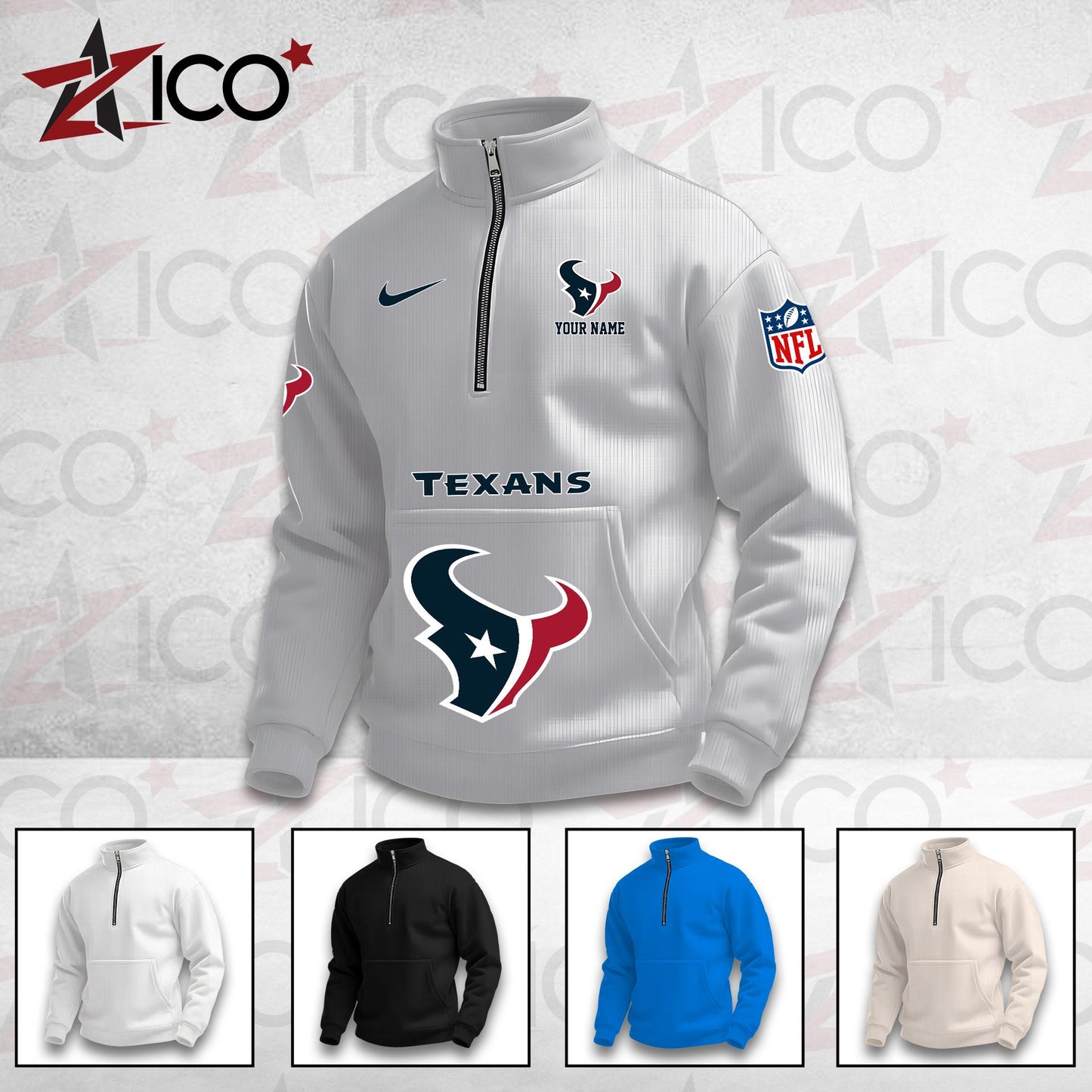 Houston Texans High Neck Half Zip Pocket Sweatshirt New Trending AZMN2DPS000077