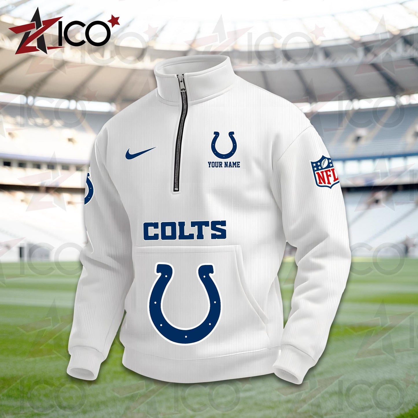 Indianapolis Colts High Neck Half Zip Pocket Sweatshirt New Trending AZMN2DPS000078