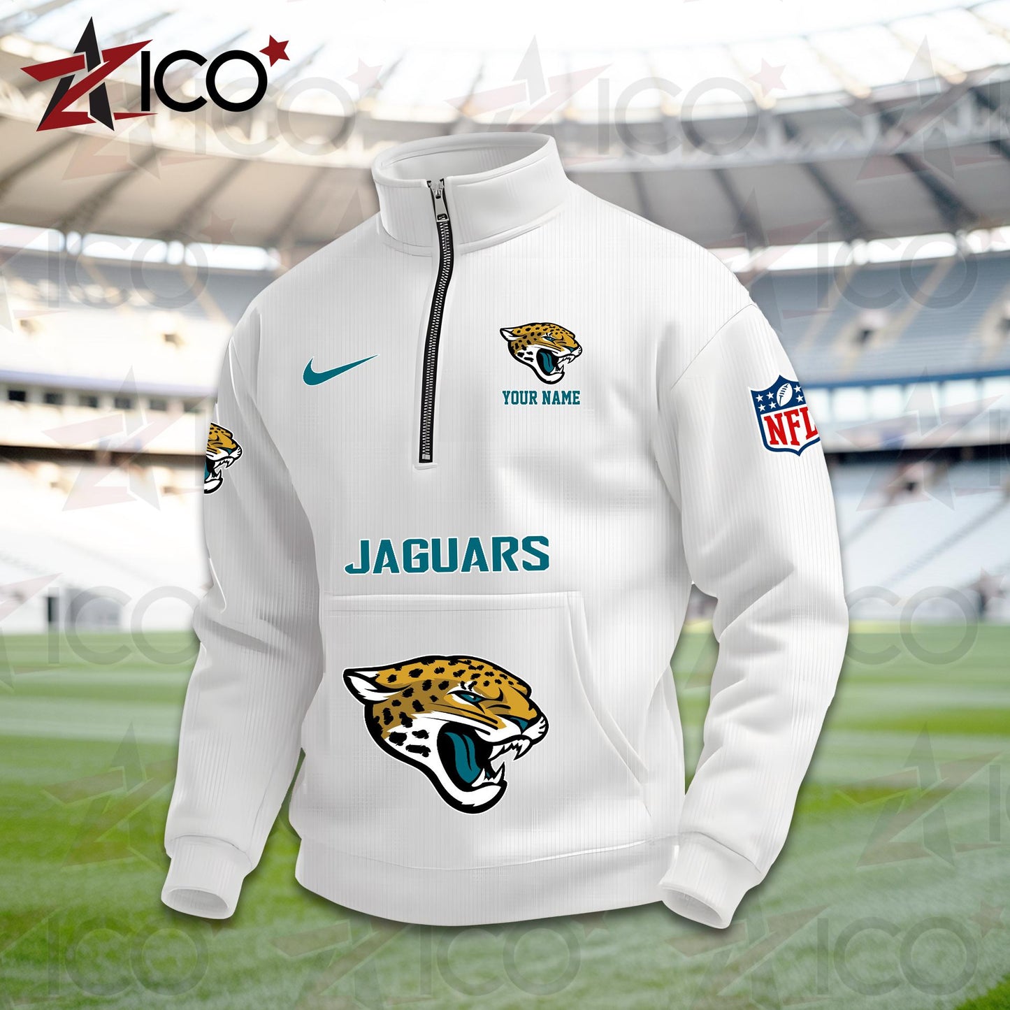 Jacksonville Jaguars High Neck Half Zip Pocket Sweatshirt New Trending AZMN2DPS000079