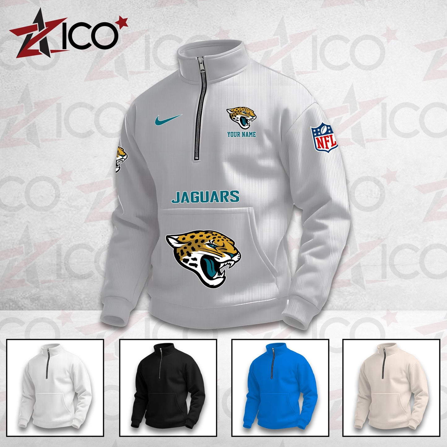 Jacksonville Jaguars High Neck Half Zip Pocket Sweatshirt New Trending AZMN2DPS000079