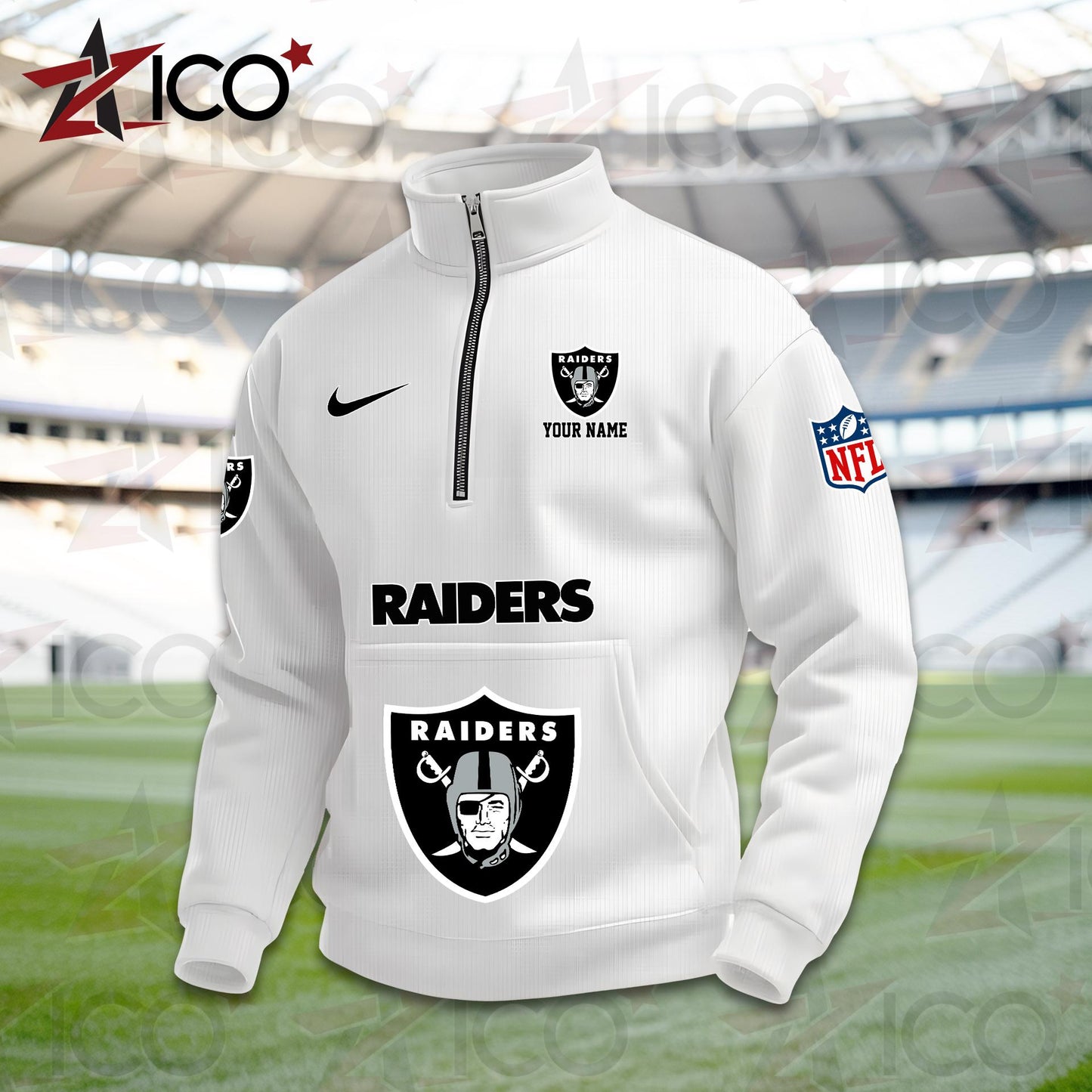 Las Vegas Raiders High Neck Half Zip Pocket Sweatshirt New Trending AZMN2DPS000081