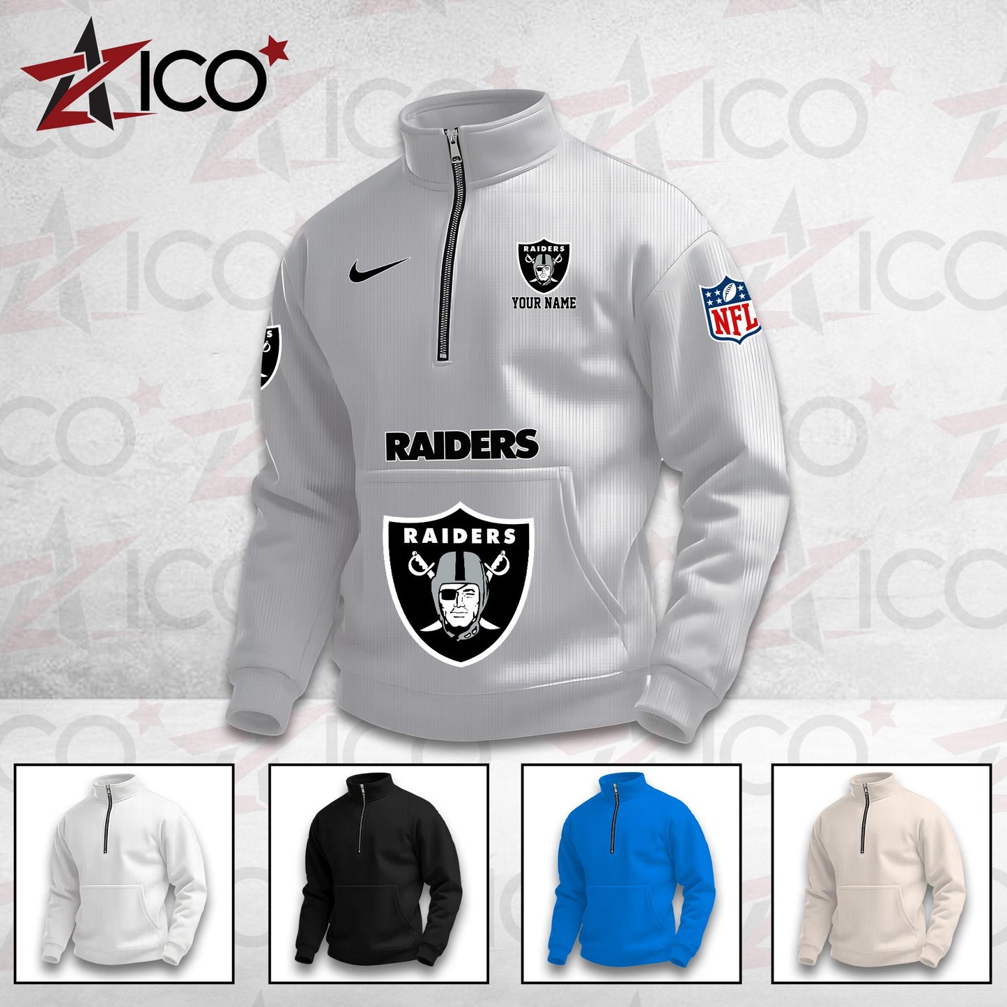 Las Vegas Raiders High Neck Half Zip Pocket Sweatshirt New Trending AZMN2DPS000081