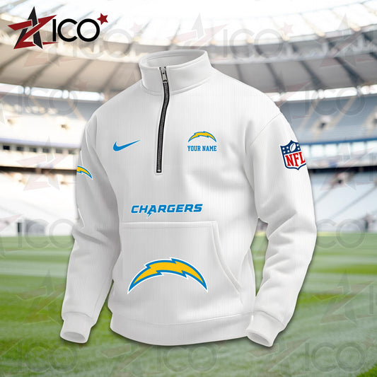 Los Angeles Chargers High Neck Half Zip Pocket Sweatshirt New Trending AZMN2DPS000082