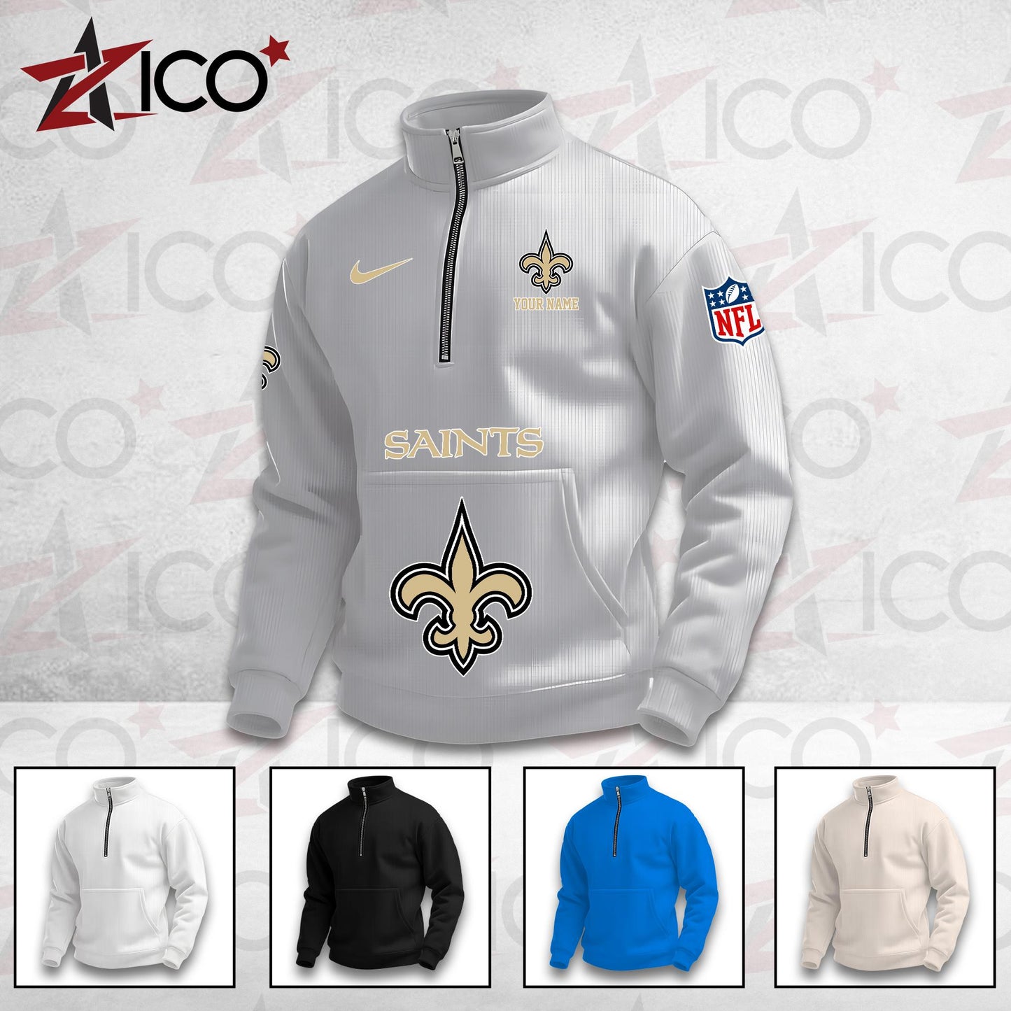 New Orleans Saints High Neck Half Zip Pocket Sweatshirt New Trending AZMN2DPS000087