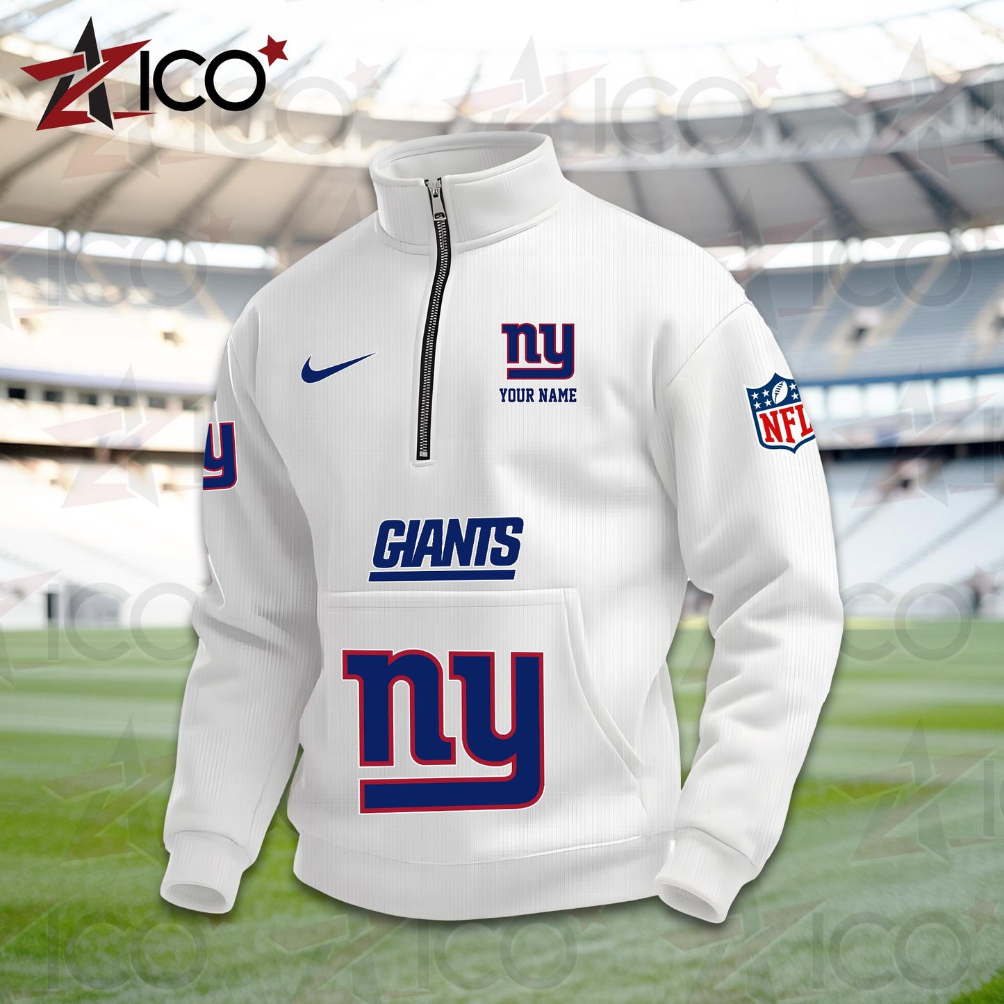 New York Giants High Neck Half Zip Pocket Sweatshirt New Trending AZMN2DPS000088