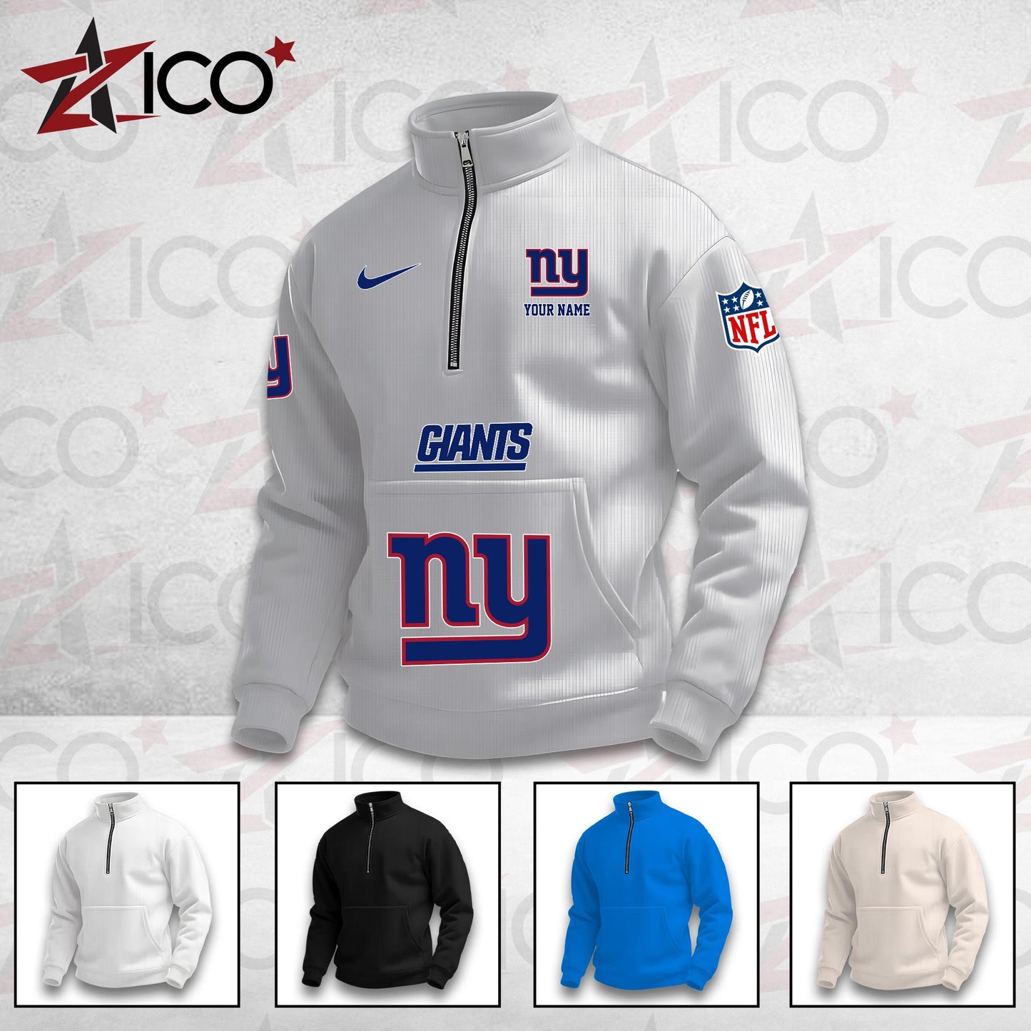 New York Giants High Neck Half Zip Pocket Sweatshirt New Trending AZMN2DPS000088