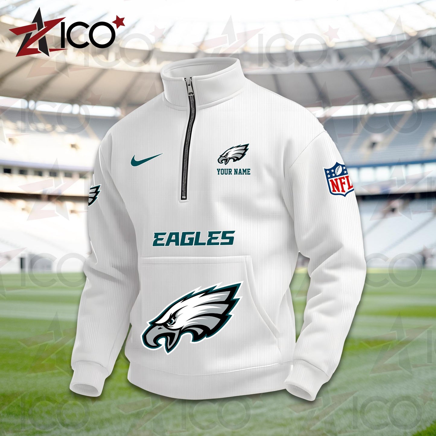 Philadelphia Eagles High Neck Half Zip Pocket Sweatshirt New Trending AZMN2DPS000090