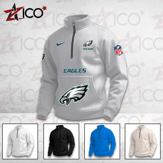 Philadelphia Eagles High Neck Half Zip Pocket Sweatshirt New Trending AZMN2DPS000090