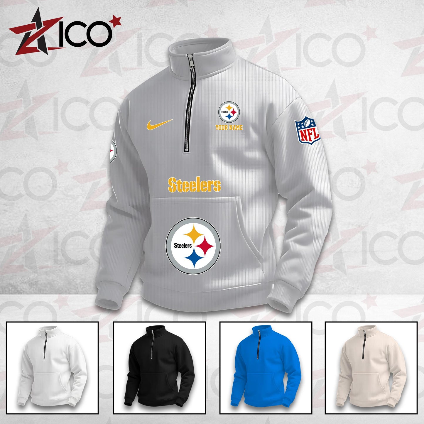 Pittsburgh Steelers High Neck Half Zip Pocket Sweatshirt New Trending AZMN2DPS000091