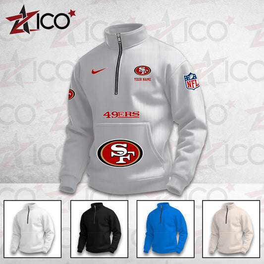 San Francisco 49ers High Neck Half Zip Pocket Sweatshirt New Trending AZMN2DPS000092