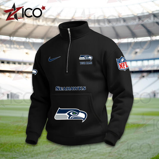 Seattle Seahawks High Neck Half Zip Pocket Sweatshirt New Trending AZMN2DPS000093