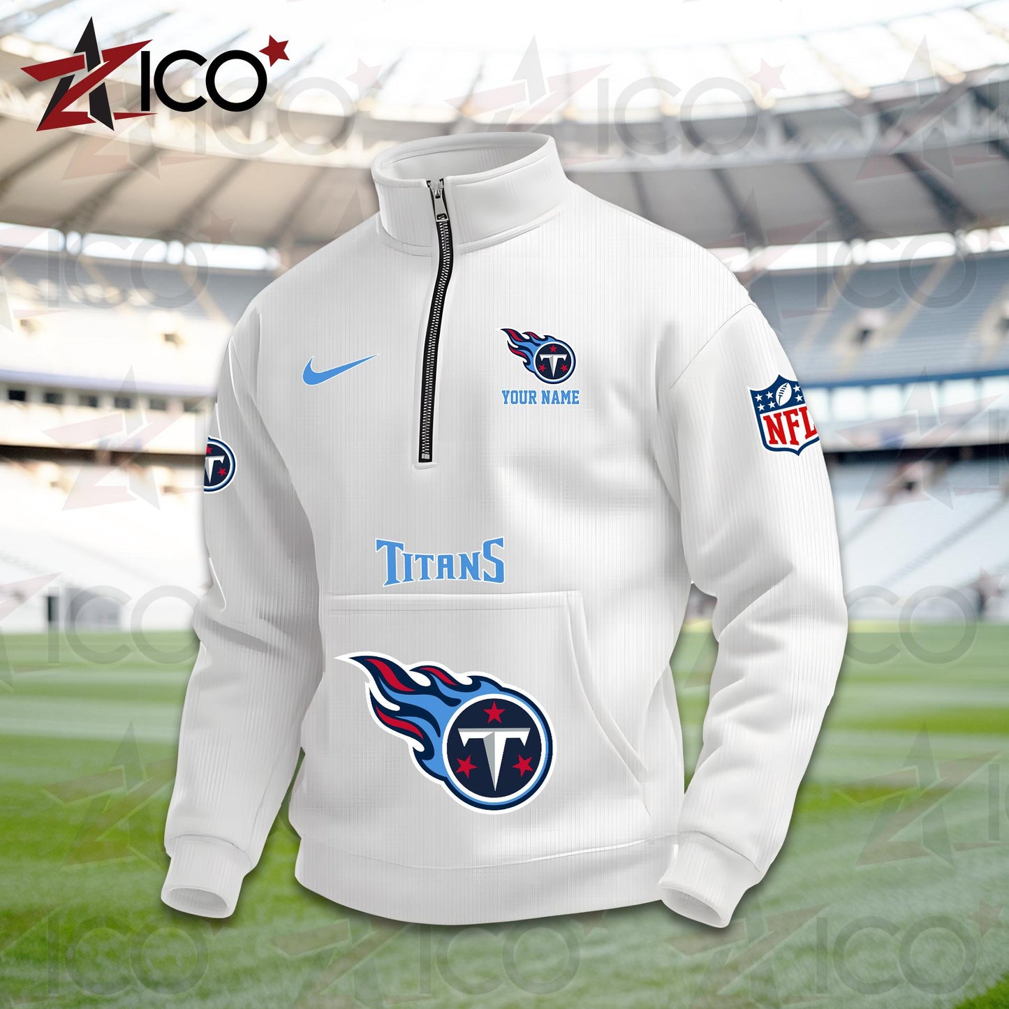 Tennessee Titans High Neck Half Zip Pocket Sweatshirt New Trending AZMN2DPS000095