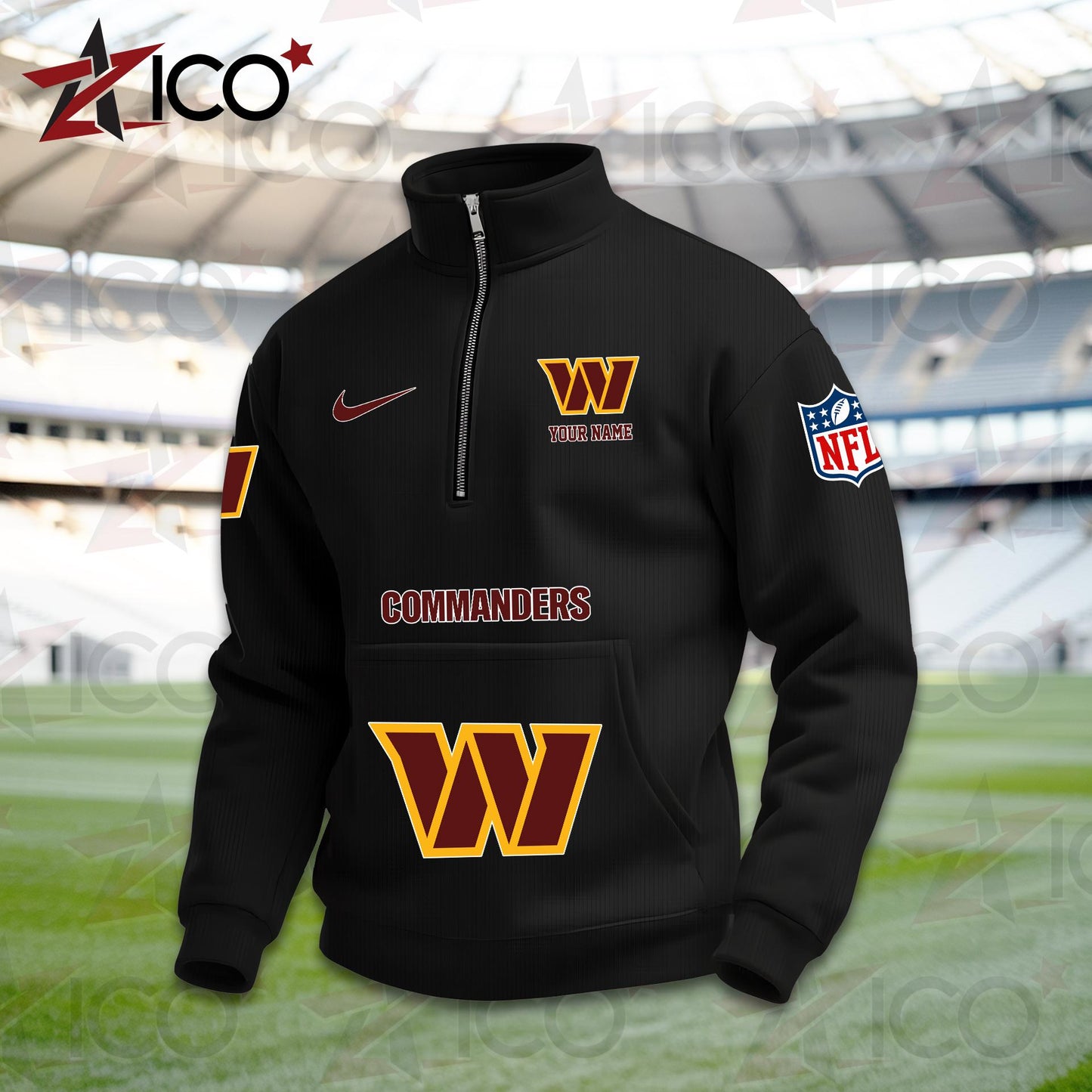 Washington Commanders High Neck Half Zip Pocket Sweatshirt New Trending AZMN2DPS000096