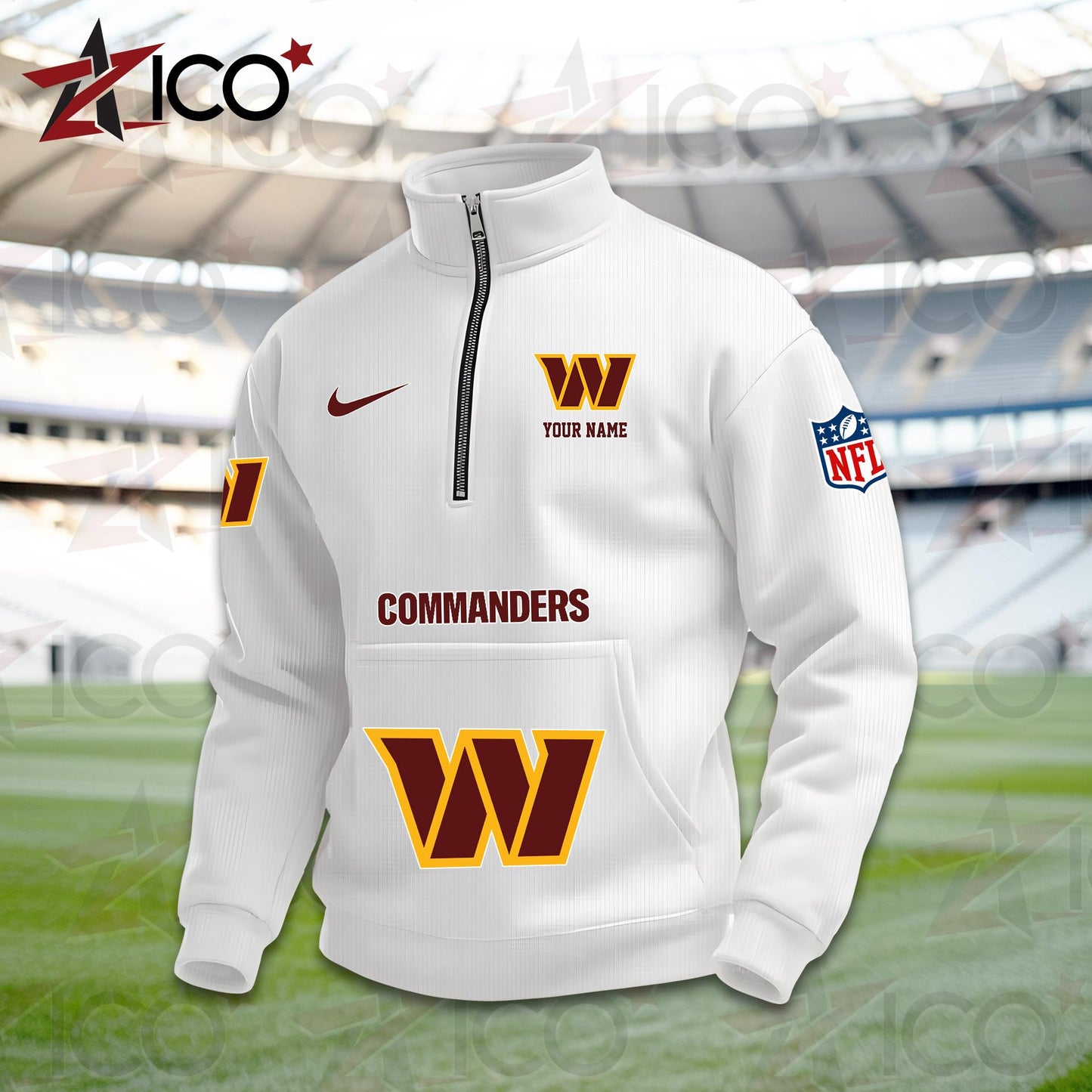 Washington Commanders High Neck Half Zip Pocket Sweatshirt New Trending AZMN2DPS000096
