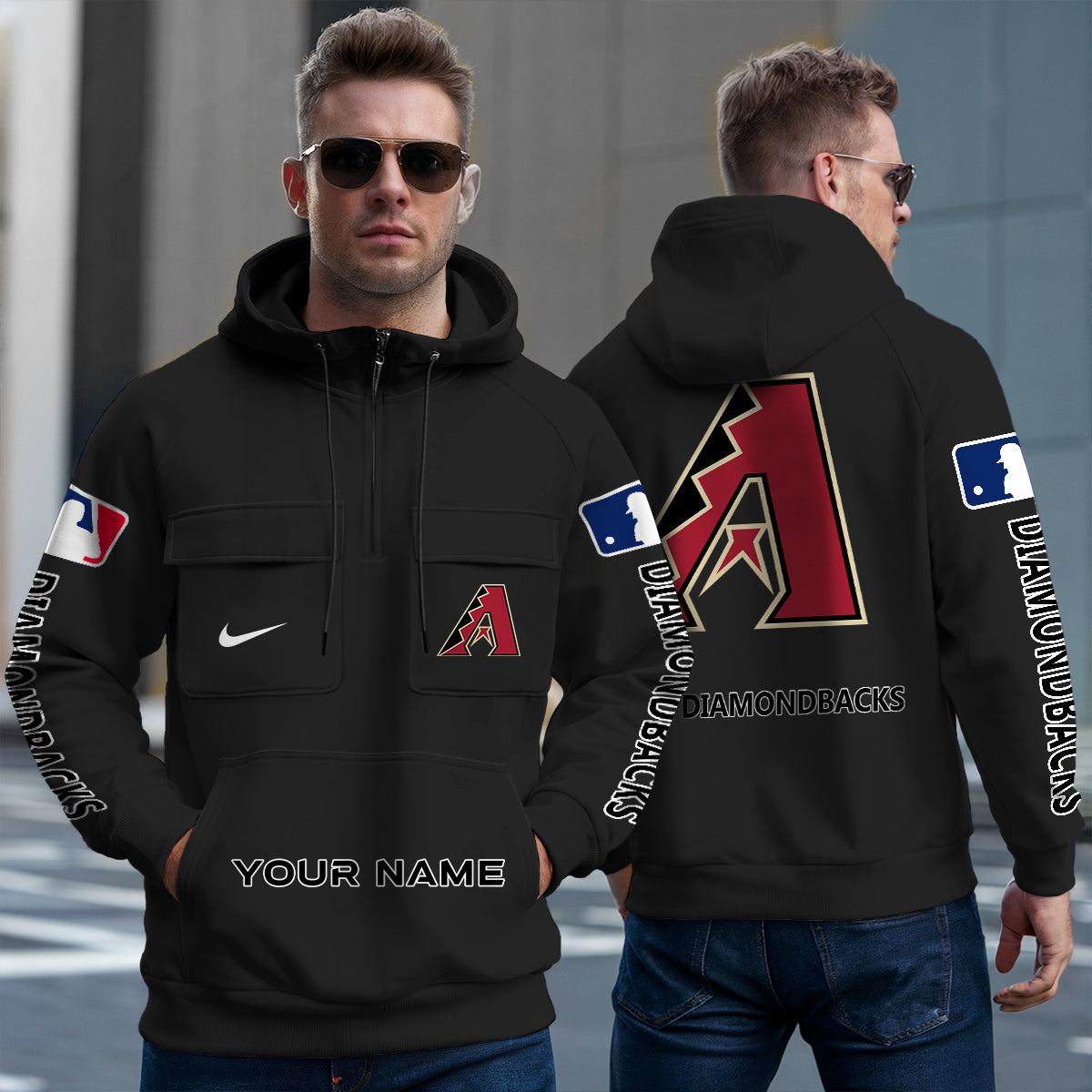 Arizona Diamondbacks New Collection Multi-Pockets Zip Hoodie MLB AZMNMZHD000161