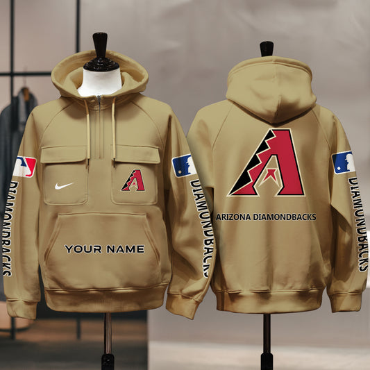 Arizona Diamondbacks New Collection Multi-Pockets Zip Hoodie MLB AZMNMZHD000161