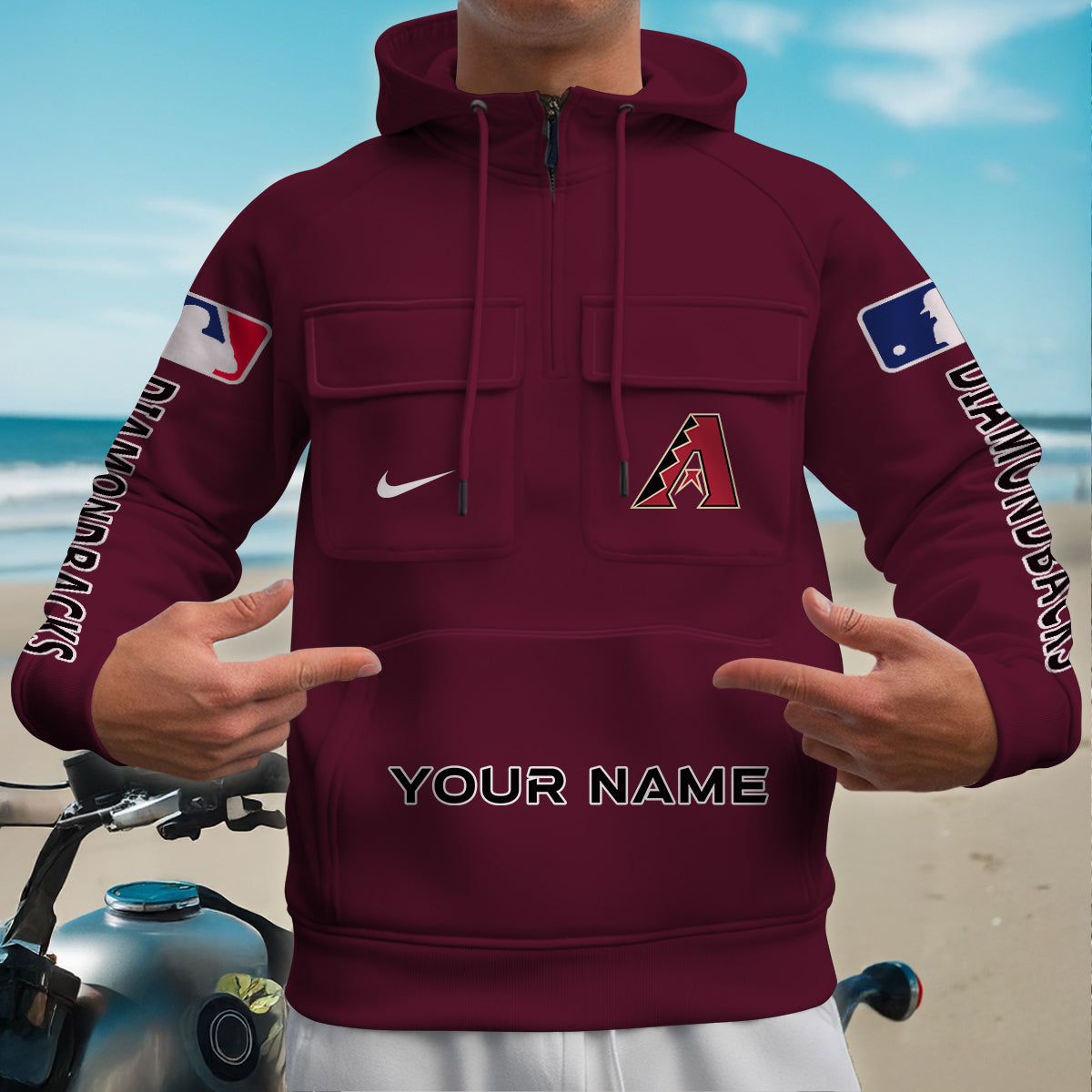 Arizona Diamondbacks New Collection Multi-Pockets Zip Hoodie MLB AZMNMZHD000161