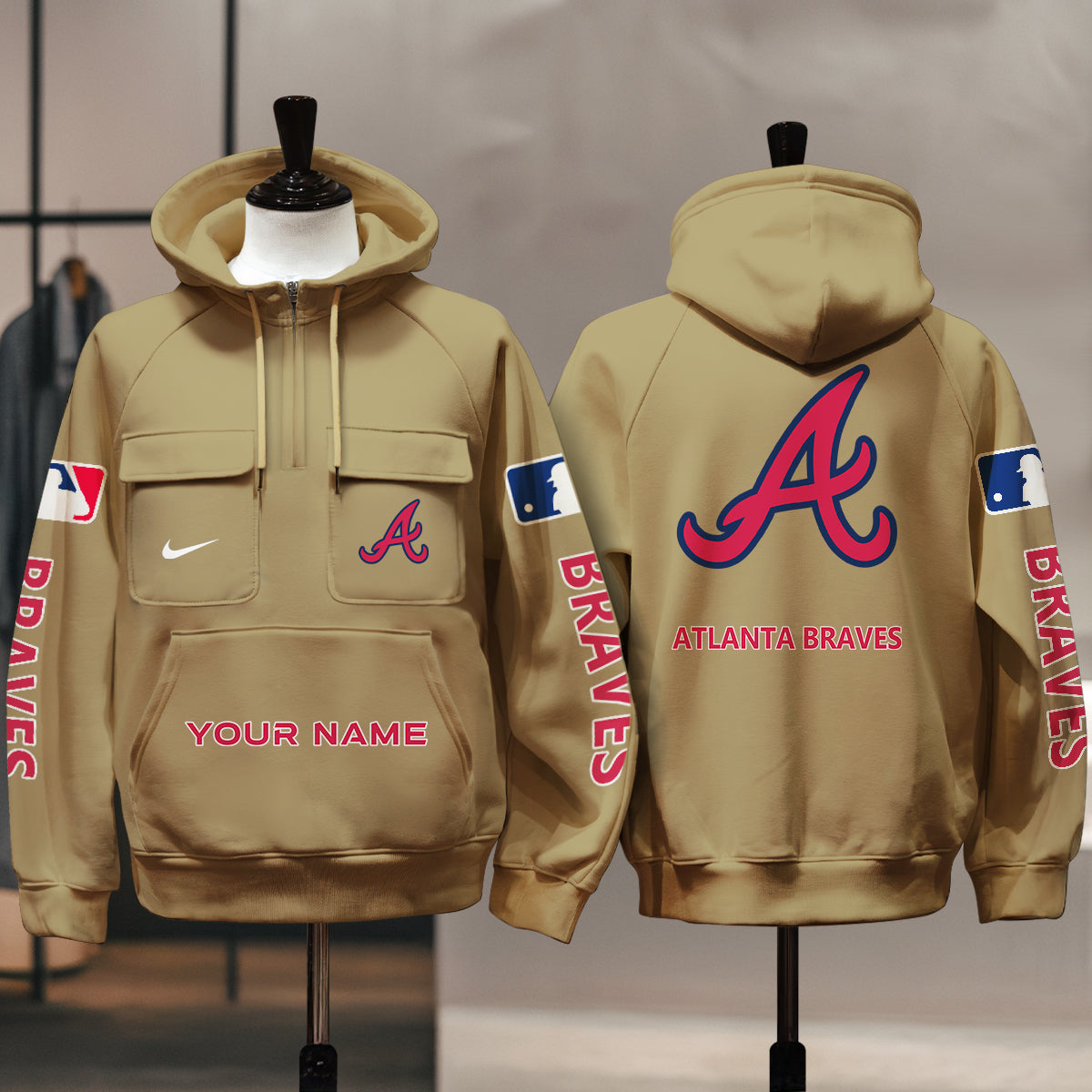 Atlanta Braves New Collection Multi-Pockets Zip Hoodie MLB AZMNMZHD000162