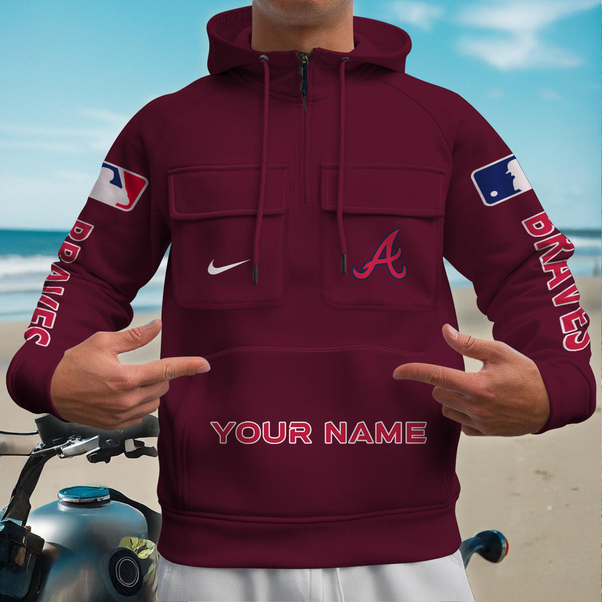 Atlanta Braves New Collection Multi-Pockets Zip Hoodie MLB AZMNMZHD000162