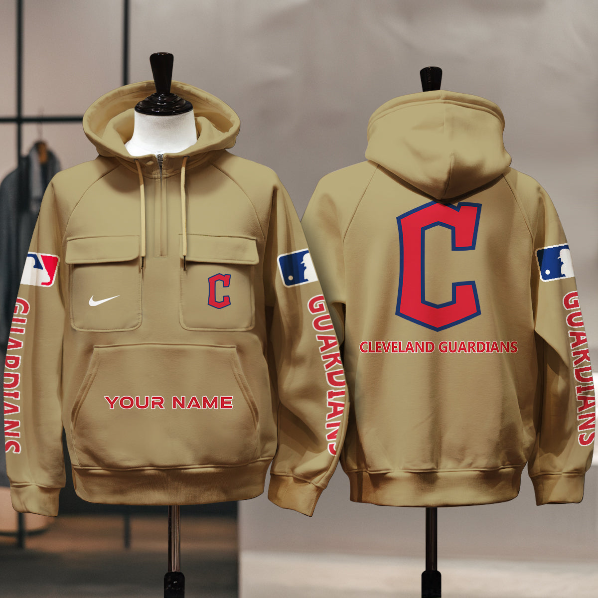 Cleveland Guardians New Collection Multi-Pockets Zip Hoodie MLB AZMNMZHD000168