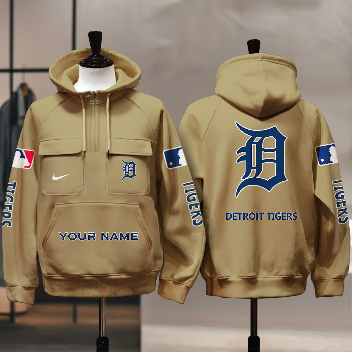Detroit Tigers New Collection Multi-Pockets Zip Hoodie MLB AZMNMZHD000170