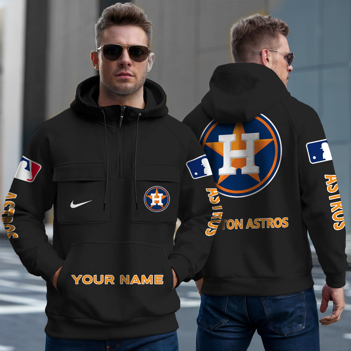 Houston Astros New Collection Multi-Pockets Zip Hoodie MLB AZMNMZHD000171