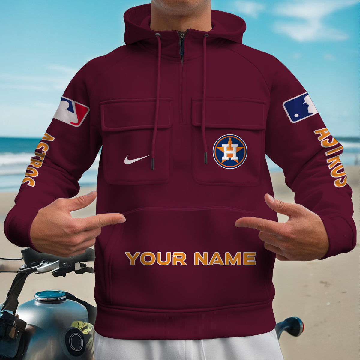 Houston Astros New Collection Multi-Pockets Zip Hoodie MLB AZMNMZHD000171