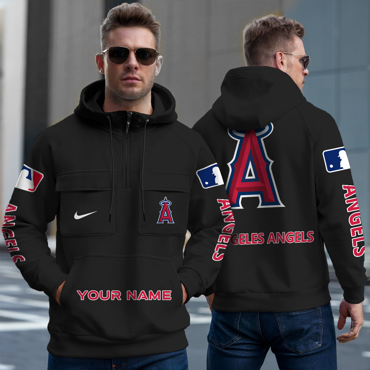 Los Angeles Angels New Collection Multi-Pockets Zip Hoodie MLB AZMNMZHD000173