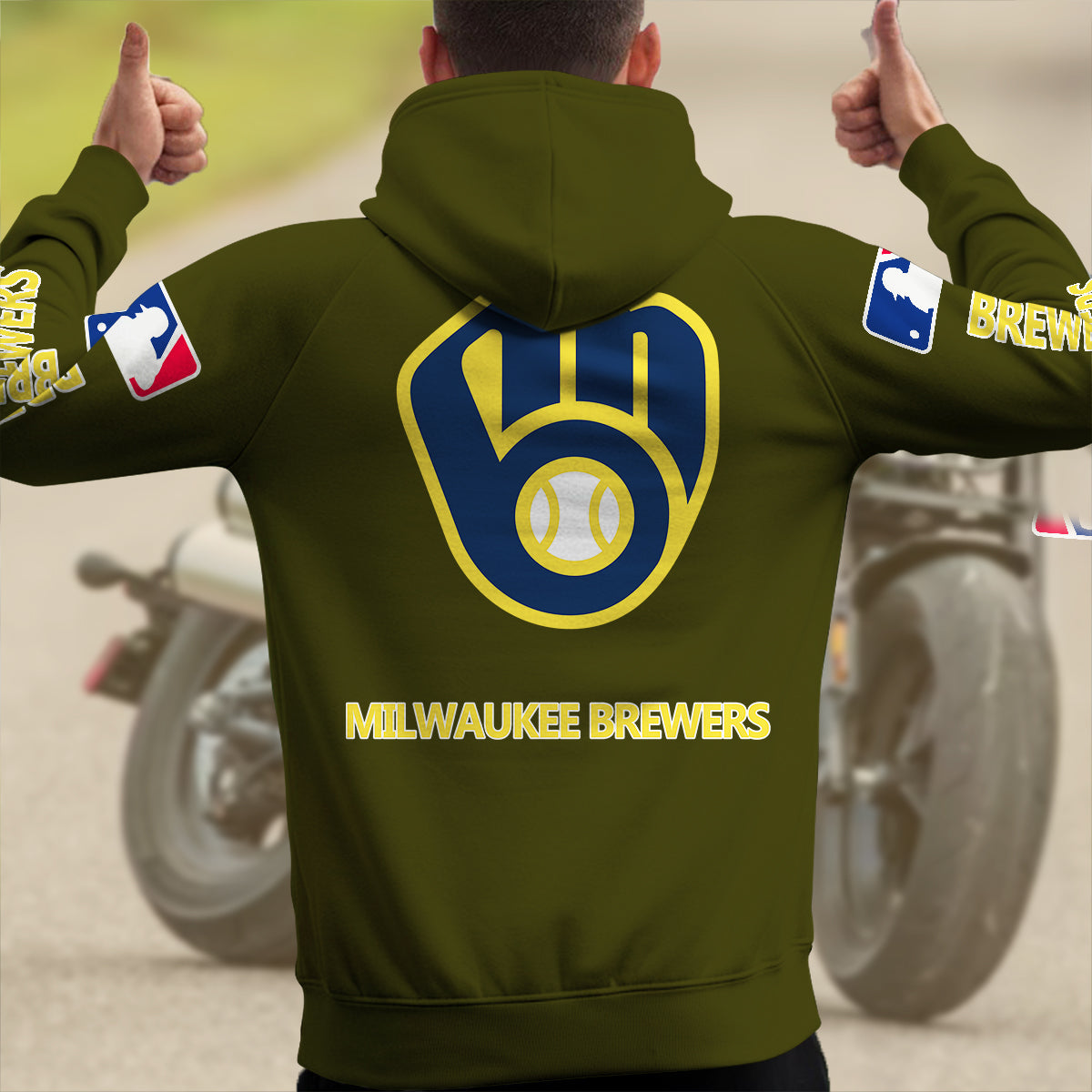Milwaukee Brewers New Collection Multi-Pockets Zip Hoodie MLB AZMNMZHD000176