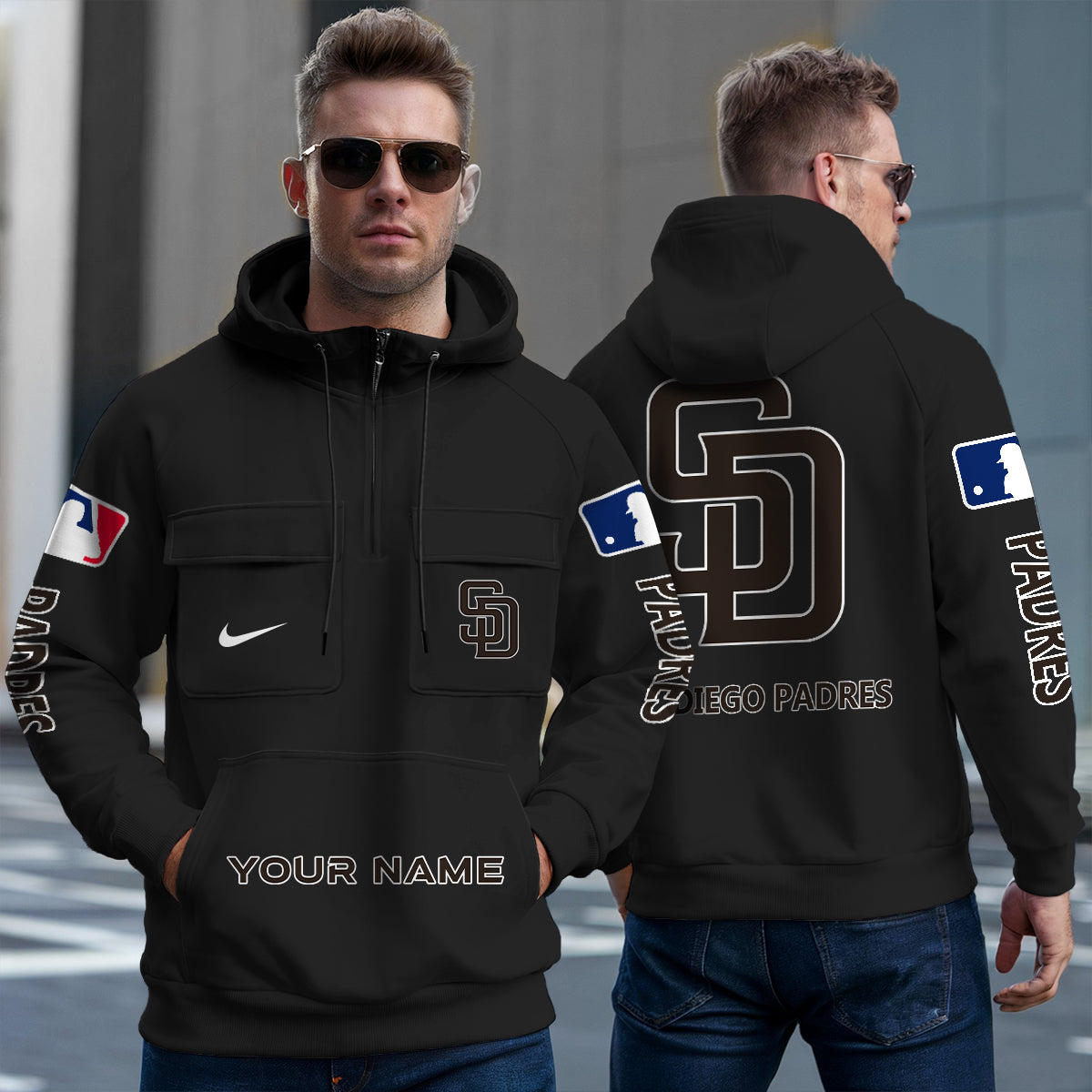 San Diego Padres New Collection Multi-Pockets Zip Hoodie MLB AZMNMZHD000183