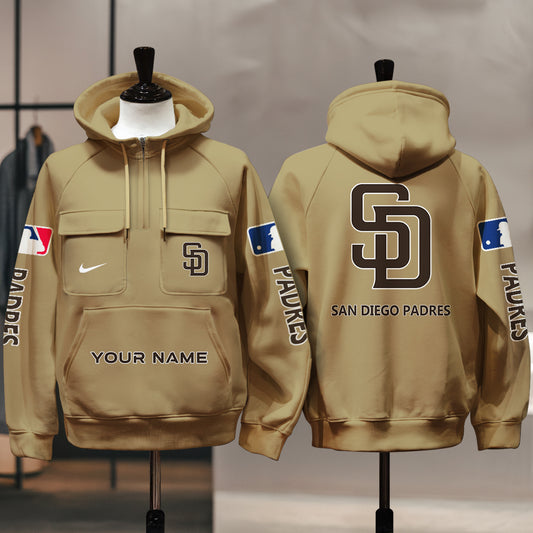 San Diego Padres New Collection Multi-Pockets Zip Hoodie MLB AZMNMZHD000183