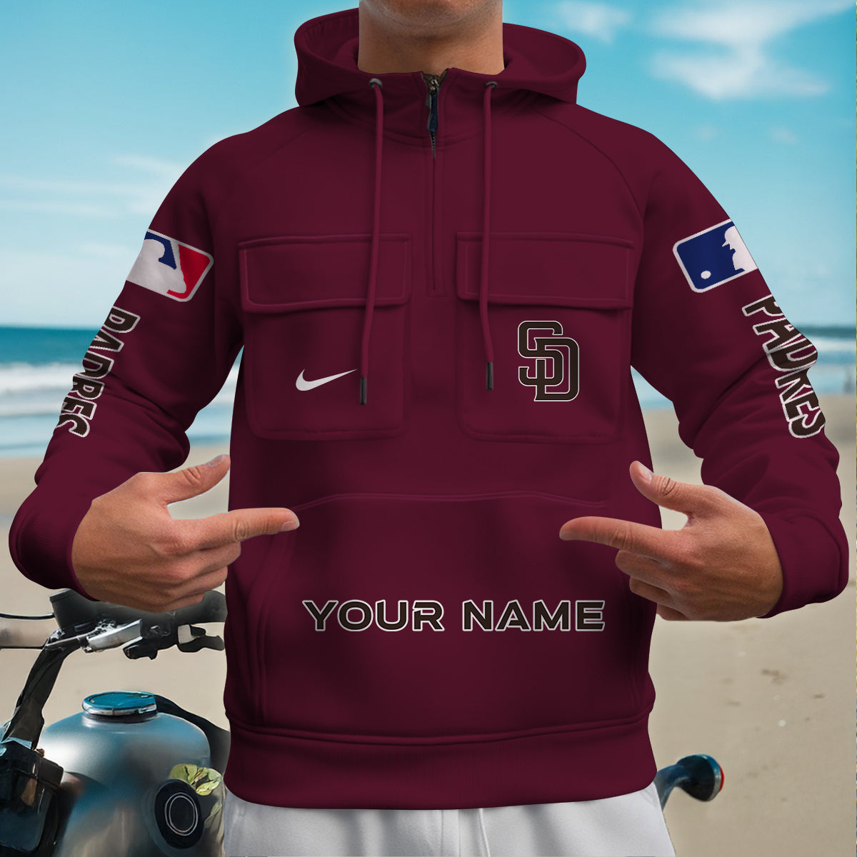 San Diego Padres New Collection Multi-Pockets Zip Hoodie MLB AZMNMZHD000183