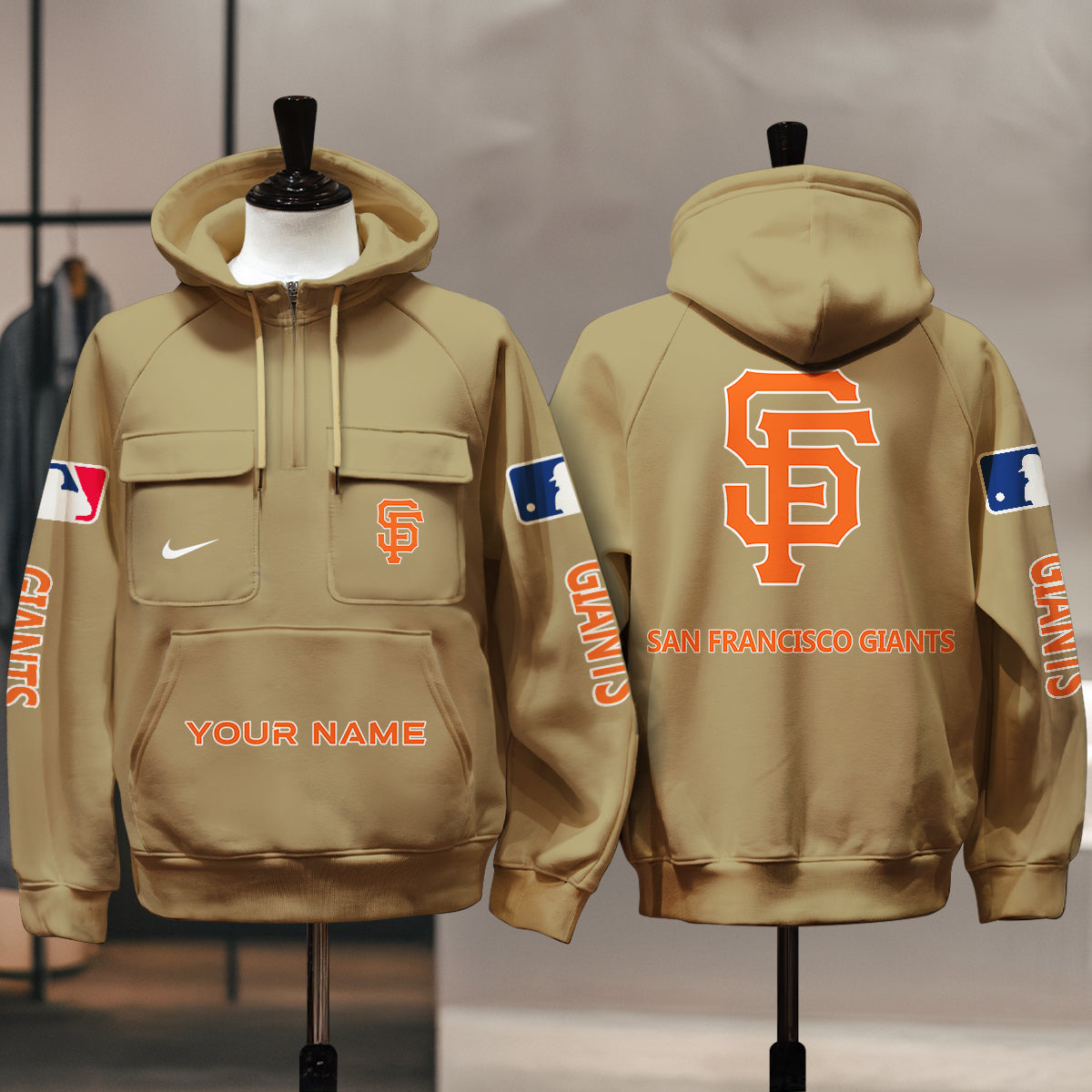 San Francisco Giants New Collection Multi-Pockets Zip Hoodie MLB AZMNMZHD000184