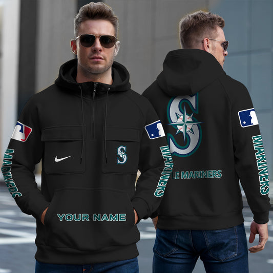 Seattle Mariners New Collection Multi-Pockets Zip Hoodie MLB AZMNMZHD000185
