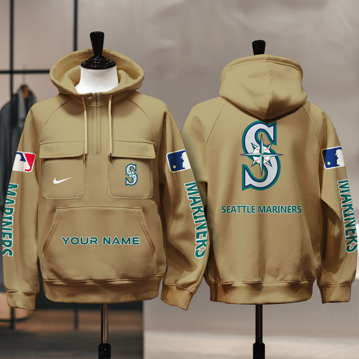 Seattle Mariners New Collection Multi-Pockets Zip Hoodie MLB AZMNMZHD000185