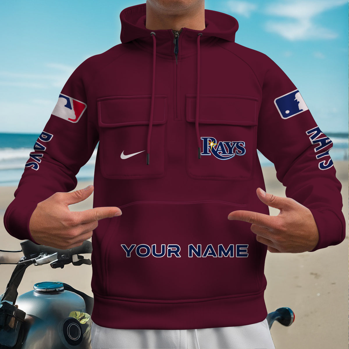 Tampa Bay Rays New Collection Multi-Pockets Zip Hoodie MLB AZMNMZHD000187