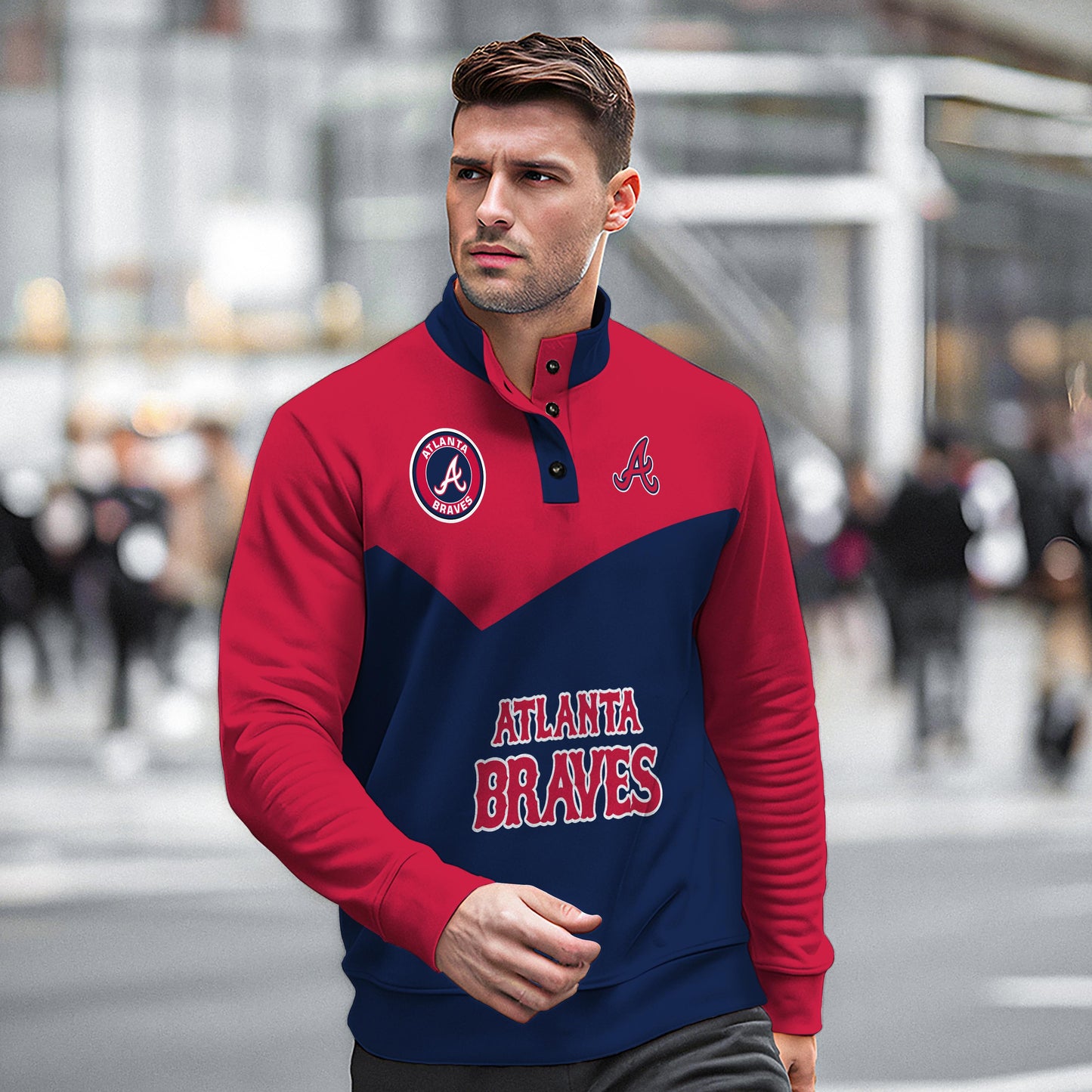 Atlanta Braves New Collection Casual Stand Collar Sweatshirt MLB AZMNSCSW000382