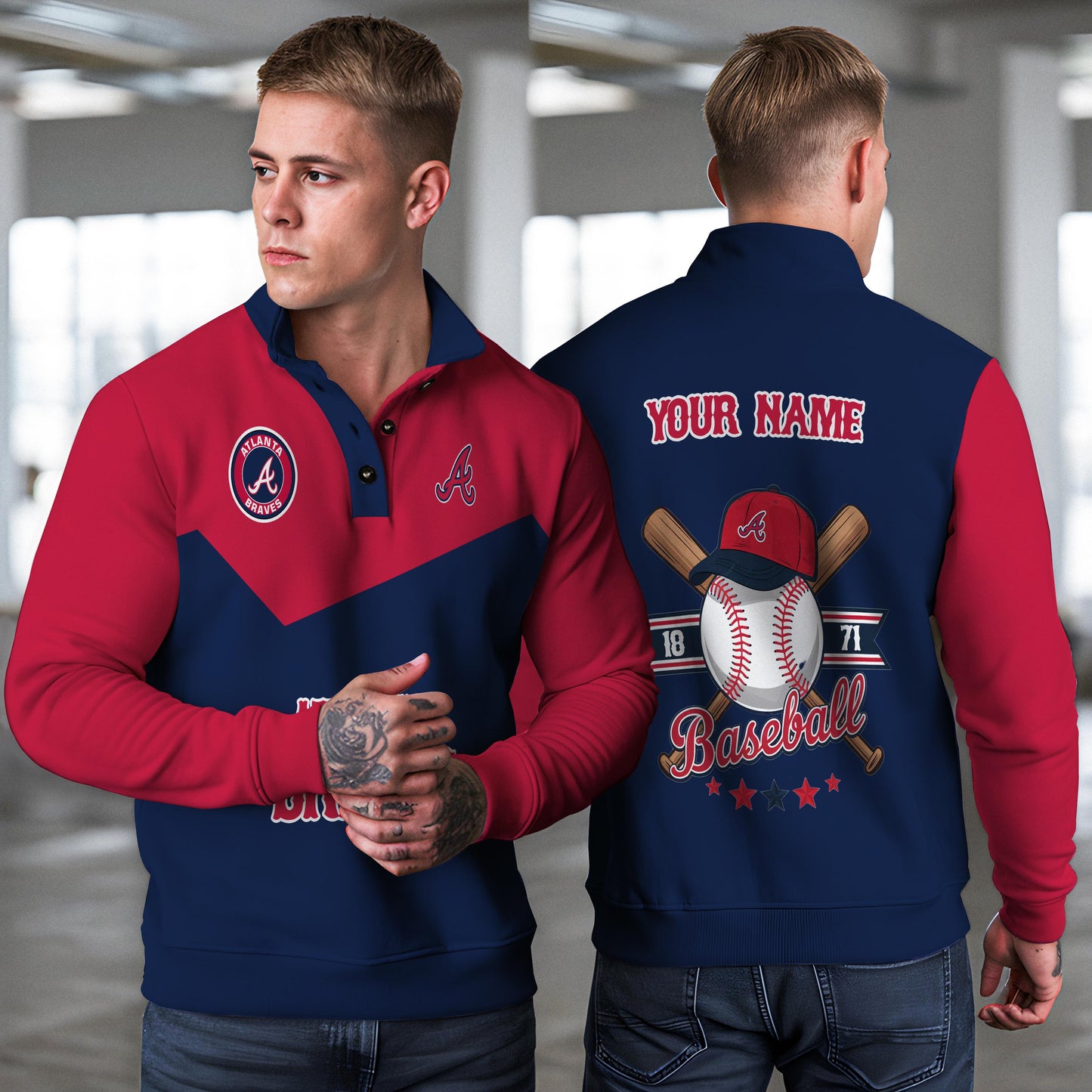 Atlanta Braves New Collection Casual Stand Collar Sweatshirt MLB AZMNSCSW000382