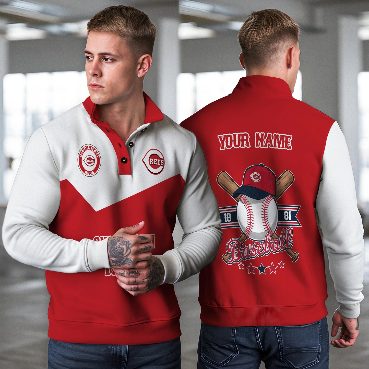 Cincinnati Reds New Collection Casual Stand Collar Sweatshirt MLB AZMNSCSW000387