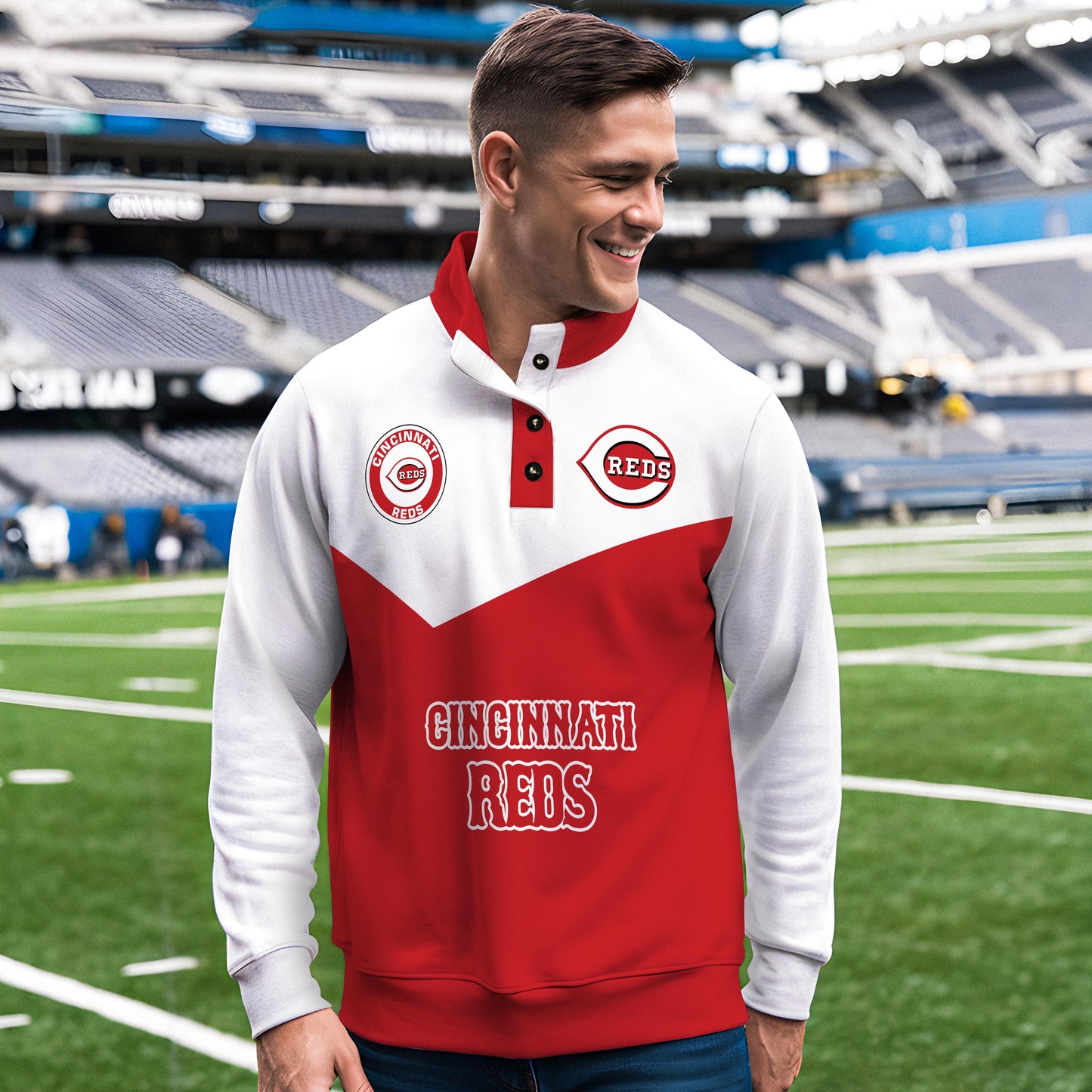Cincinnati Reds New Collection Casual Stand Collar Sweatshirt MLB AZMNSCSW000387