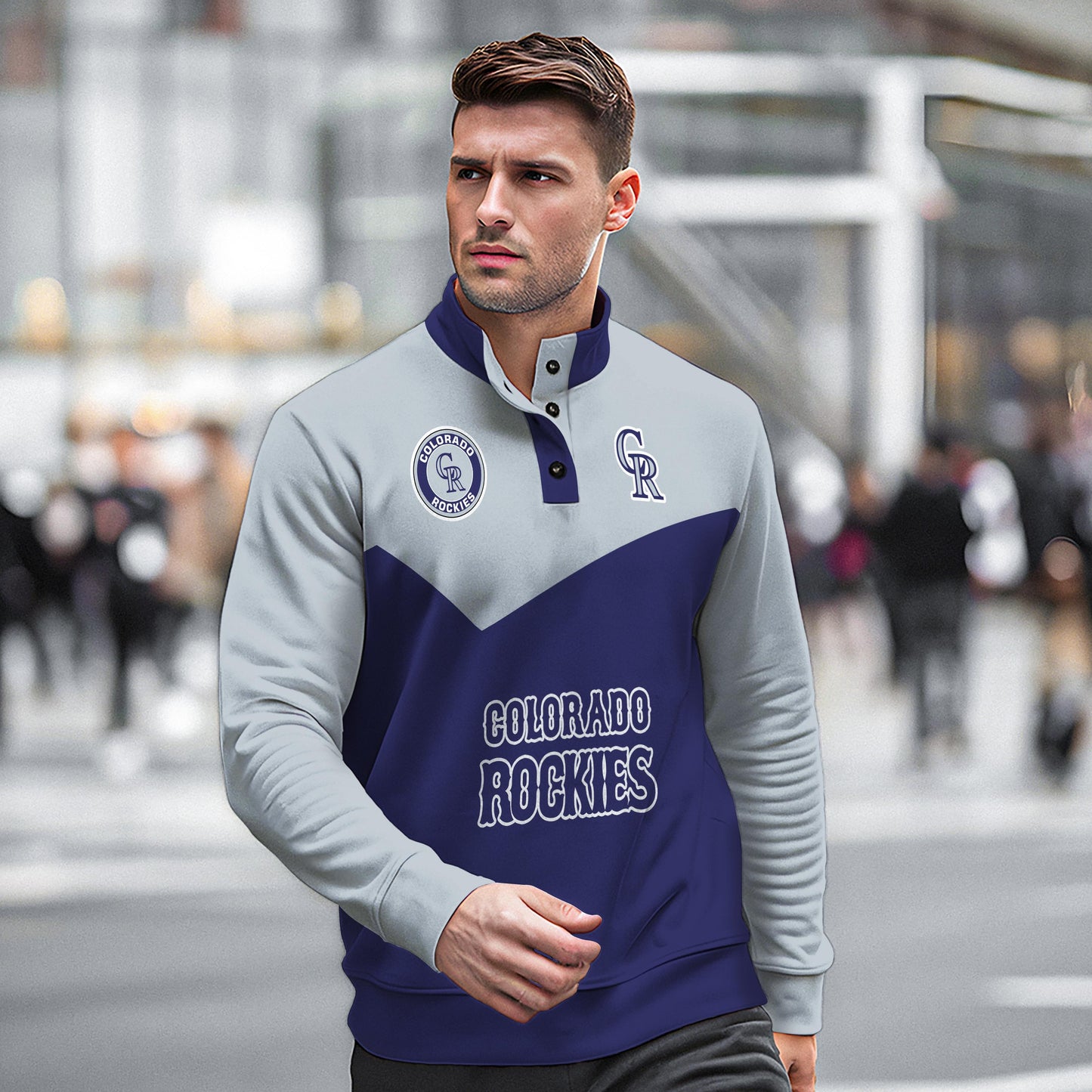 Colorado Rockies New Collection Casual Stand Collar Sweatshirt MLB AZMNSCSW000389