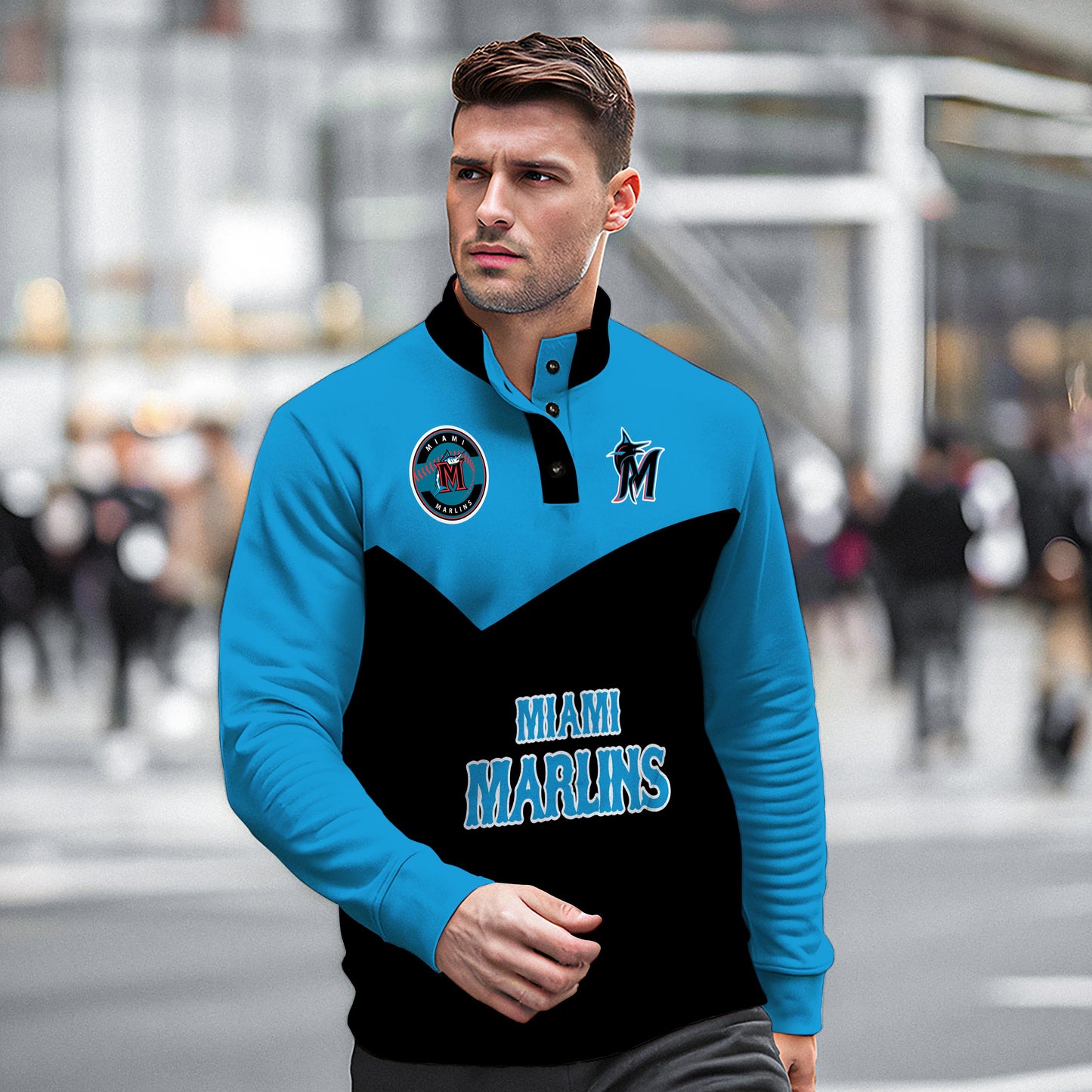 Miami Marlins New Collection Casual Stand Collar Sweatshirt MLB AZMNSCSW000395